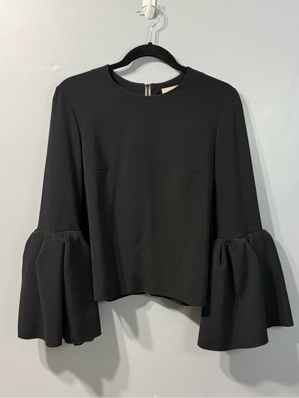 Roksanda Ilincic‎ Black Poplin Truffaut Bell Sleeve Blouse Women’s Top Size 10